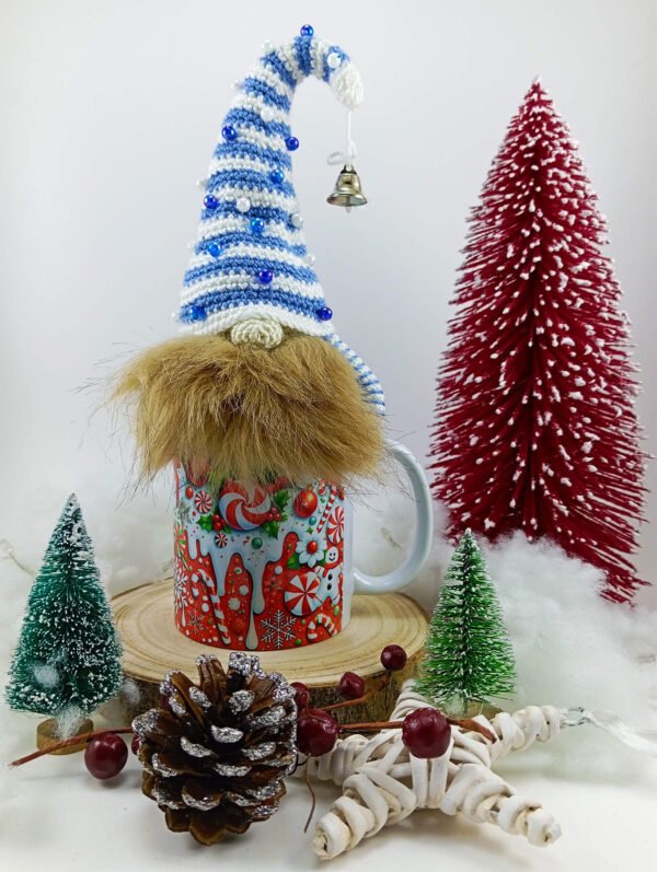 Caneca Natal + Gnomo Azul Amigurumi