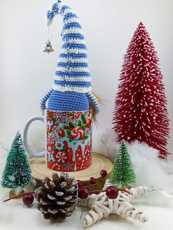 Caneca Natal + Gnomo Azul Amigurumi