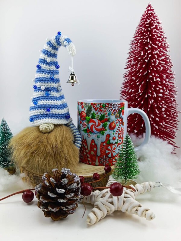 Caneca Natal + Gnomo Azul Amigurumi